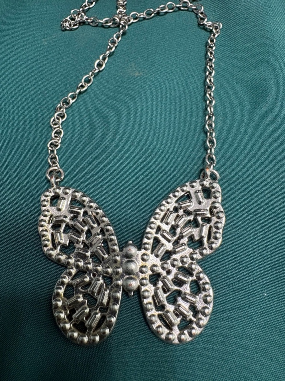 🖤Paparazzi Multicolor Crystal Butterfly Necklace - Silver Tone🖤 - Picture 4 of 5